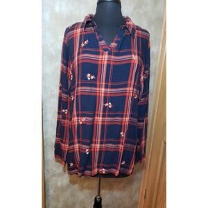 Christopher & Banks size XL red & black long sleeve blouse